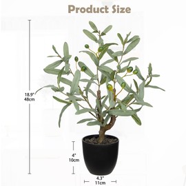 Briful Small Faux Olive Tree 18.9" Artificial Olive Plant with Black Pot Decorative Fake Olive Tree for Home Office Bathroom Table Farmhouse Décor
