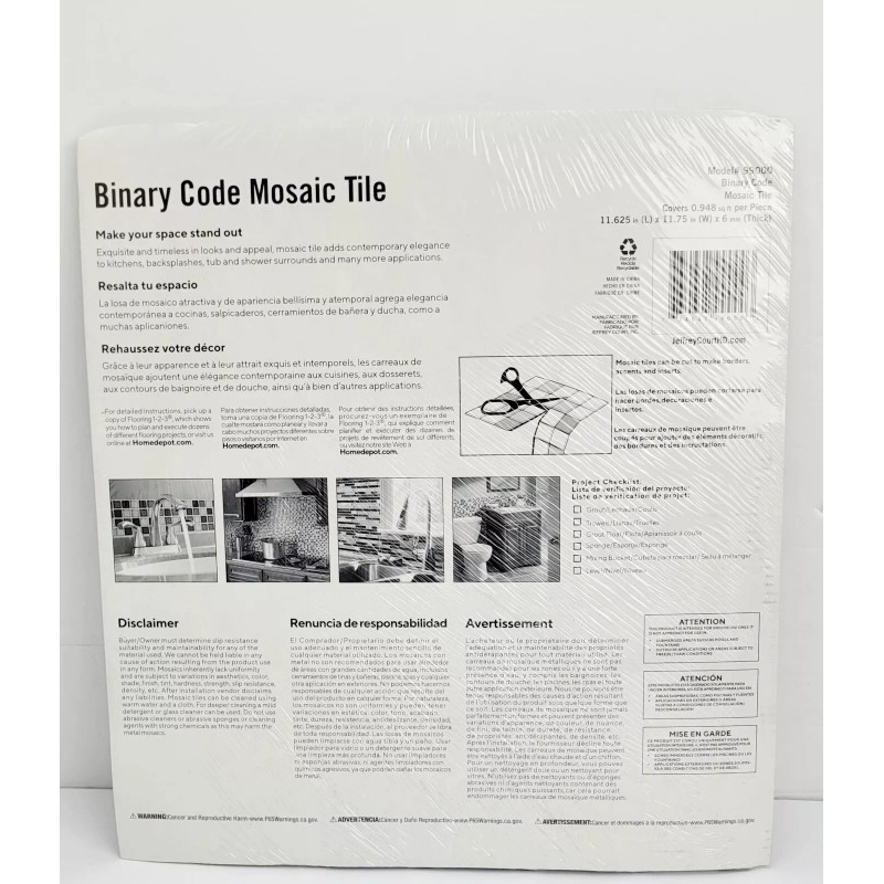 Jeffrey Court Binary Code 11.6" x 11.7" Glass & Metal