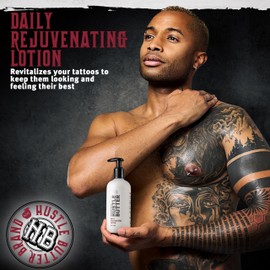 Hustle Butter Tattoo Aftercare - Daily Moisturizing Lotion - Naturally Derived Vegan Cruelty Free - Everyday All Over Use for Tattoos - 9 fl oz