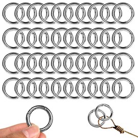 40Pcs Spring O Rings Round Carabiner Snap Clip, 28MM Zinc Alloy Spring Round Keychain, Spring O Ring for Key Chains, Bag, Purse, Handbag