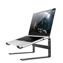 MMOBIEL Laptop Stand Large - Laptop Stand 10 to 18 Inch - Universal Laptop Stand for Desk Compatible with MacBook, Notebook, ASUS, Acer and More - Black Aluminium
