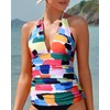 Yonique - Tankini con cuello en V para mujer, sin