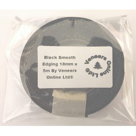 Iron on Black Smooth 18mm Preglued Melamine Edging Tape 5 Metres by Veneers Online Ltd