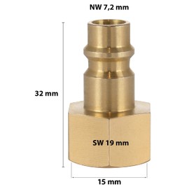 Poppstar 2x Compressed Air Plug Nipple NW 7.2 with 3/8 Inch Internal Thread for Compressed Air Connection