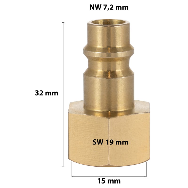 Poppstar 2x Compressed Air Plug Nipple NW 7.2 with 3/8