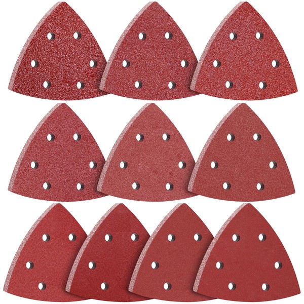 KONGMING Sandpaper Triangular Sander, Velcro, 6 Holes, Pack of 100,