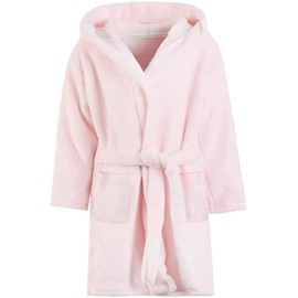 Girls' Bathrobe, Plush Pool Cover up Hooded Fleece Robe Bathrobe for Toddler Little & Big Girls, Pink, US 11-12 Years, CN 170