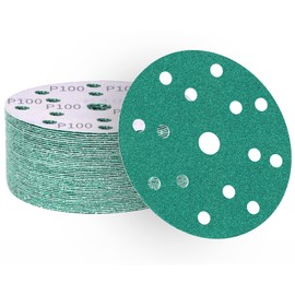 ALPXUXP Sanding Discs 150 mm Velcro 100 Grit Sandpaper 15-Hole Professional for Random Orbital Sanders (Pack of 50)