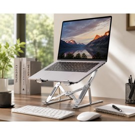 Aluminum Alloy Laptop Holder Stand Adjustable Foldable Notebook Cooler for Desk Compatible with MacBook Computer Tablet