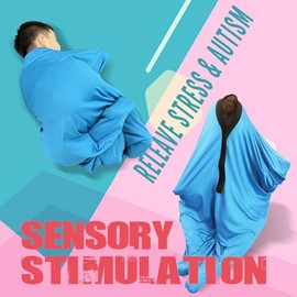 SZSMART SZSMART Sensory Body Sock for Adult, 65"x29" Full-Body Wrap Stretchy Body Sox to Relieve Stress for Adult with Autism, Anxiet (Wathet, XL/163-191cm)