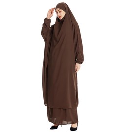 Women Muslim Prayer Dress 2pcs Sets Khimar Bat Sleeve Lightweight Abaya Soft Breathable Hijab