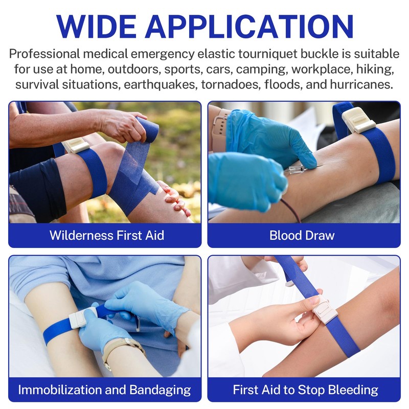 4 Pack Tourniquets for Blood Drawing，Elastic Tourniquet for Emergency First