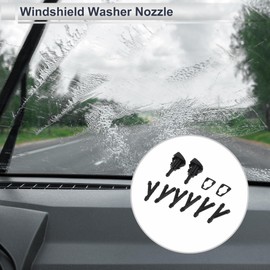 RATCHROLL Windshield Washer Nozzle for Dodge for Ram 1500 Pickup 2009-2015 Front W/ 6 Pcs Y Hose Connector Car 5303833AA/5116079AA Black Plastic 1 Set