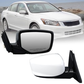 Right Passenger Side Mirror Compatible with Honda Accord 2008 2009 2010 2011 2012 Power Manual Folding Heated Door Mirrors White 5 Pins