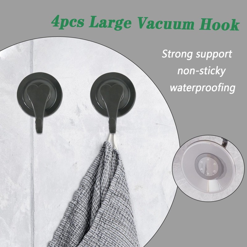 DRHYO 4Pack Heart Shape Suction Hooks, Vacuum Suction Cup Hooks,