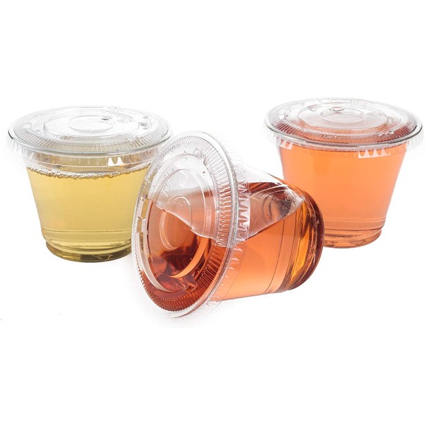 GOLDEN APPLE,9oz Plastic Cups with Flat lid no Hole 30sets