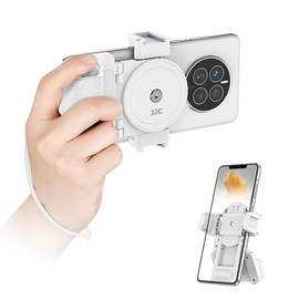 JJC Smartphone Grip, Smartphone Holder, Smartphone Stand, Wireless Remote Control, Smartphone Holder, Selfie Grip, 2 Cold Shoes, Microphone, LED Light, 1/4"-20 Screw Hole, Monopod, Tripod, Selfie