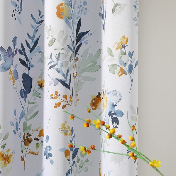 MYSKY HOME Floral Curtains 84 inches Long Living Room Curtains