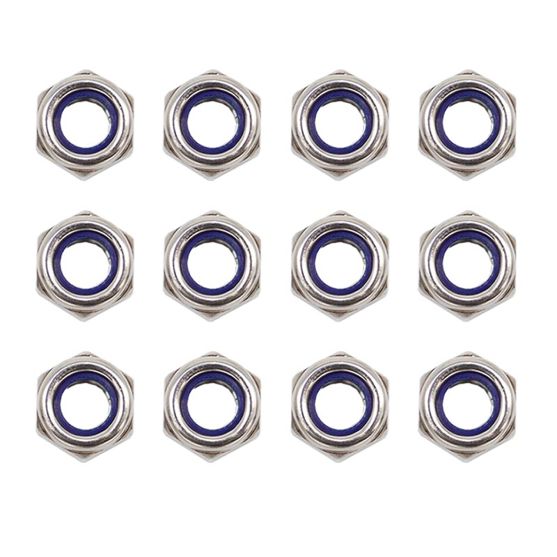 M12x1.75mm Nylon Insert Hex Lock Nuts 12 Pack 304 Stainless