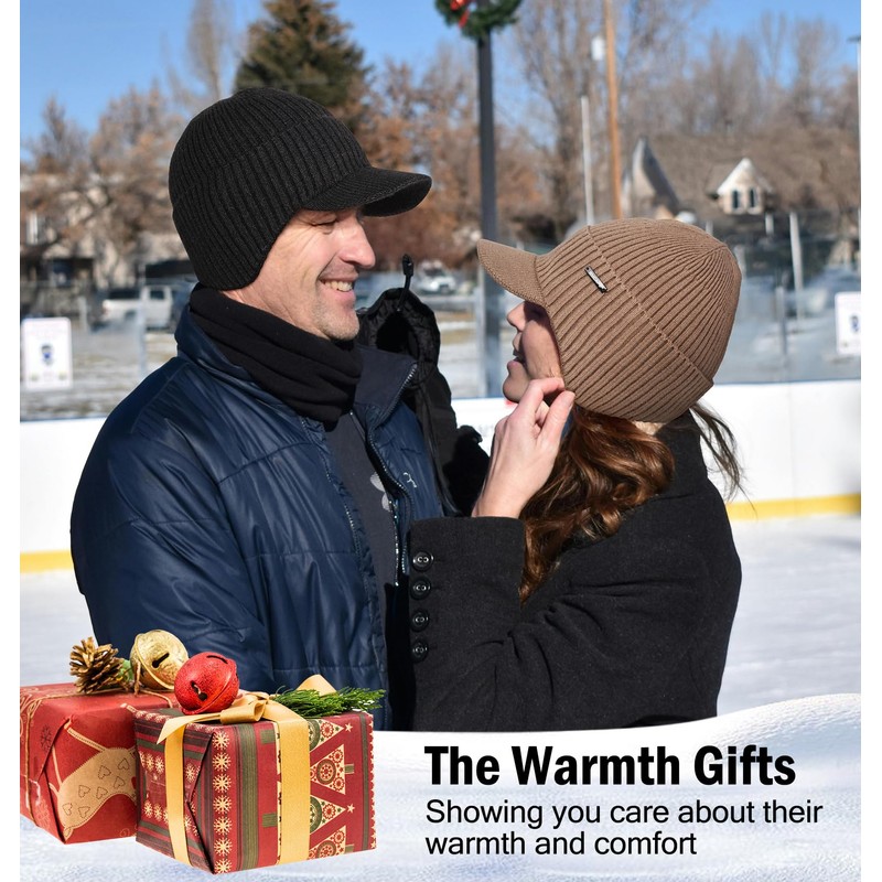 Wmcaps Winter Beanie with Brim and Ear Flaps, Outdoor Warm