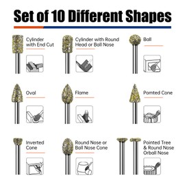 20Pcs 46-Grit Diamond Grinder Bits for Dremel Tool Accessories, 1/8" Shank, Rotary Tool Bits for Stone Glass Resin Porcelain Ceramic Dog Nail Glaze Metal Carve Engrave Polish