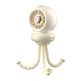 IEOTT Portable Stroller Fan, Whisper-Quiet, Auto-Oscillation, Warm-Tone Night Light, 3600mAh Rechargeable Battery, Dense Safety Grill, Designed for Crib, Car Seat, Travel and Camping (Beige)