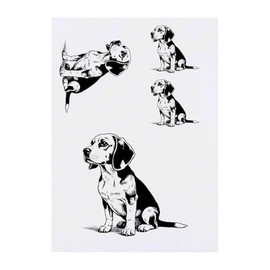 Azeeda 4 x 'Beagle sitzend' Temporäre Tattoos - Wasserfest, Hautfreundlich & Ungiftig · Transfers in Verschiedenen Größen (TO00080730)