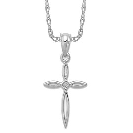 10K Solid White Gold Passion Holy Cross Necklace Religious Chain Pendant Jesus Christ Charm 25mm x 12mm Only