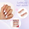 LydeLog White Series Handmade 3D Floral French Tip Design -
