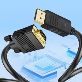 Kirzi Displayport to VGA Cable, DisplayPort to VGA Adapter DP to VGA Cable Male to Male Gold-Plated for Computer, Laptop, PC, Monitor, TV, Projector (15ft)