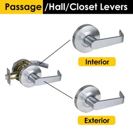 HISAFE 70mm Latch Commercial Door Lever Passage Lever Door Lock Heavy Duty Grade 2 Industrial Door Handle, UL 3 Hour Fire Rated, ADA, X-HD-G2-PS