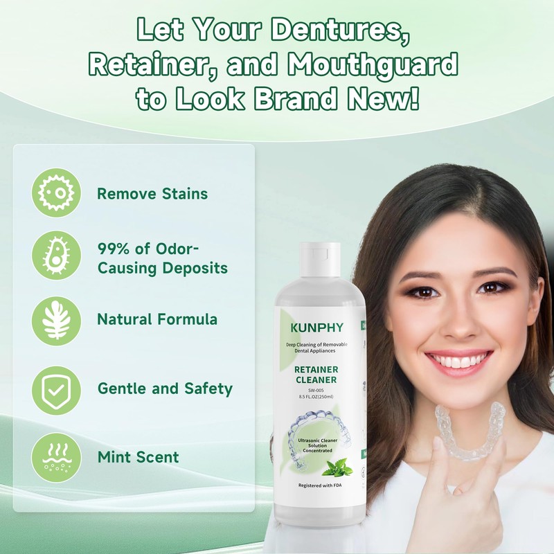 Ultrasonic Retainer Cleaner Solution Concentrate-Professional Cleaning of Retainers, Denture, Invisible