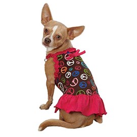 East Side Collection ZM3038 08 81 Peace Out Dress for Dogs, XX-Small, Raspberry