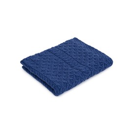 SAOL Bed Throw Blanket Irish Aran 100% Soft Merino Wool 60x36 Inches (Marl Blue)