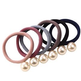 6 uds anillo de toalla de perla grande individual anillo de pelo de mujer cuerda de pelo liso accesorios para el cabello de niñas