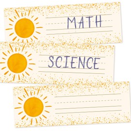 FYSUIMU 25Pcs Boho Sun Desk Name Tags for Classroom Teacher Nameplates Student Name Labels for Preschool Kindergarten Student Desk, 9 x 3 Inch