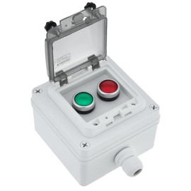 QWORK Momentary Push Button Switch, IP67 Waterproof Emergency Stop Button for Industrial & Commercial Use, 1NC + 1NO Contact Type