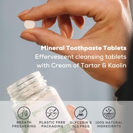 Georganics Mineral Toothtablets - Natural Effervescent Cleansing Tablets with Kaolin Clay - Vegan, SLS, Cruelty and Fluoride Free - Peppermint - 120 Tablets