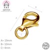 My-Bead Lobster Clasp 19 mm 925 Sterling Silver 24 Carat
