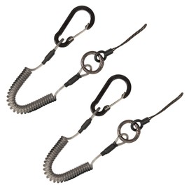 JOLIRSBOX Curl Cord Strap, Stainless Steel Wire, Strong Coil Strap, Extendable, Carabiner, Smartphone, Cell Phone, Periodically, Prevents Falling, Theft, Loss (Set of 2)