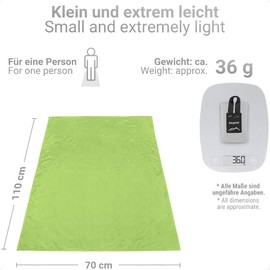 Siegvoll Mini Picnic Blanket, Ultralight, Ultra-Thin Portable Beach Blanket, Outdoor Blanket for Beach, Picnic, Camping and Hiking, 70 x 110 cm (Green)