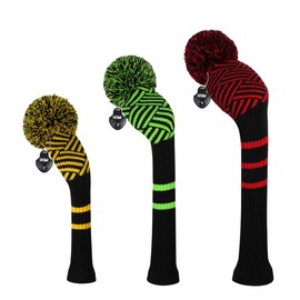 Scott Edward Knitted Pom Pom Golf Headwear Set for Driver Wood, Fairway and Utilities, Driver Headcases, Wooden Headcases, Other Club Headcovers