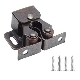 Luomorgo 24 Pack Double Roller Catch Cabinet Latches with Spear Strike for Cupboard Closet Door, Antique Bronze