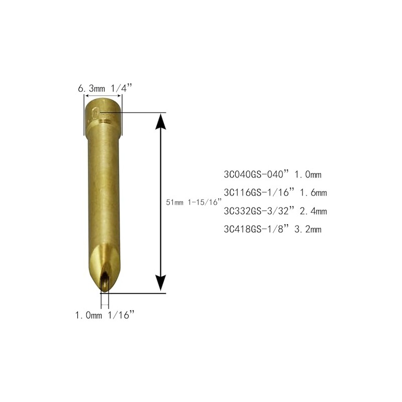 RIVERWELD TIG Long Wedge Collet Tungsten Adapter Gas Saver 3C332GS