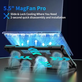 DEPGI Almohadilla de enfriamiento para laptop, soporte enfriador para laptop con ventilador móvil de 5.5 pulgadas, fácil de limpiar, 10 modos de luz R