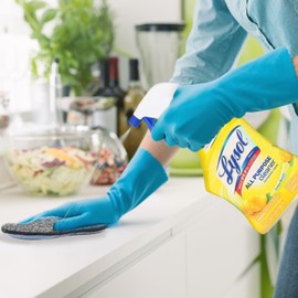 Space 3 Lysl All Purpose Cleaner Spray - 32 oz. Lemon Breeze Scent - 3 Pack - Lysl' Bathroom Cleaner - Includes 6 Multi-Purpose Scrub Sponges For Cleaning