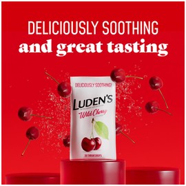 Luden's Sore Throat Drops, For Minor Sore Throat Relief, Wild Cherry, 30 Count, 12 Pk