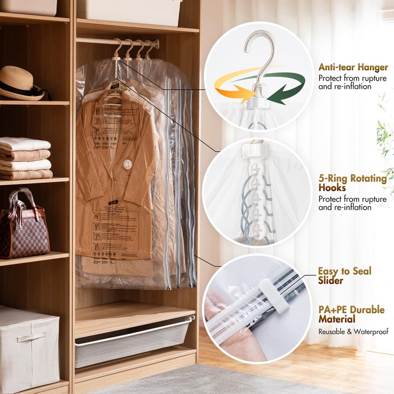 TAILI Hanging Vacuum Storage Bags Space Saver Bags, Clear 6