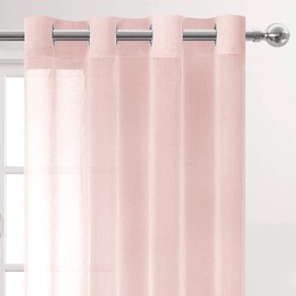 DWCN Sheer Curtains Grommet Top Voile Drapes for Living Room, Bedroom, Window Treatments Curtain Panels for Yard, Patio, Villa, Parlor, Set of 2, 52 Inches Wide x 63 Inches Long， Blush Pink