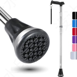 REHAND Walking Cane - Foldable, Adjustable, Collapsible Walking Canes for Men & Women, Heavy Duty All Terrain Tip, with Travel Bag | Walking  for Seniors & Adults telescopic - Color: silver